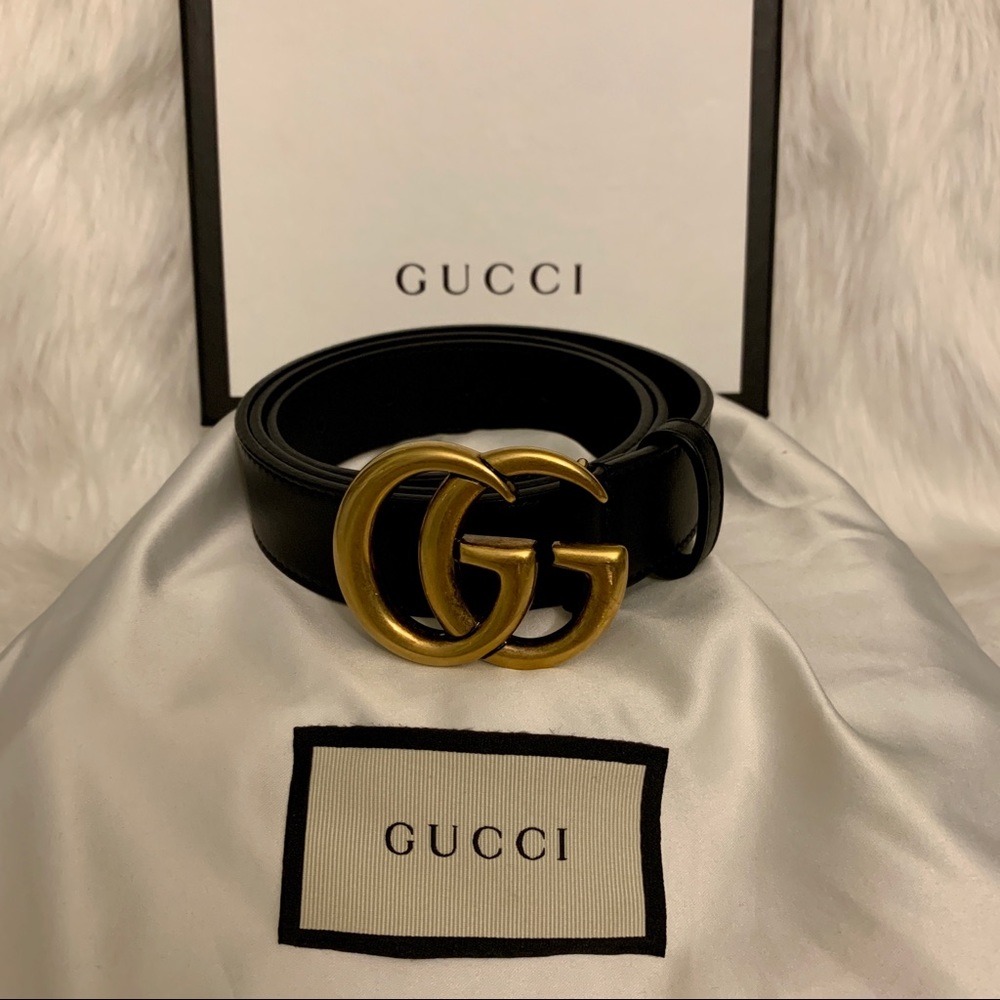 Black Gucci Marmont Belt 85